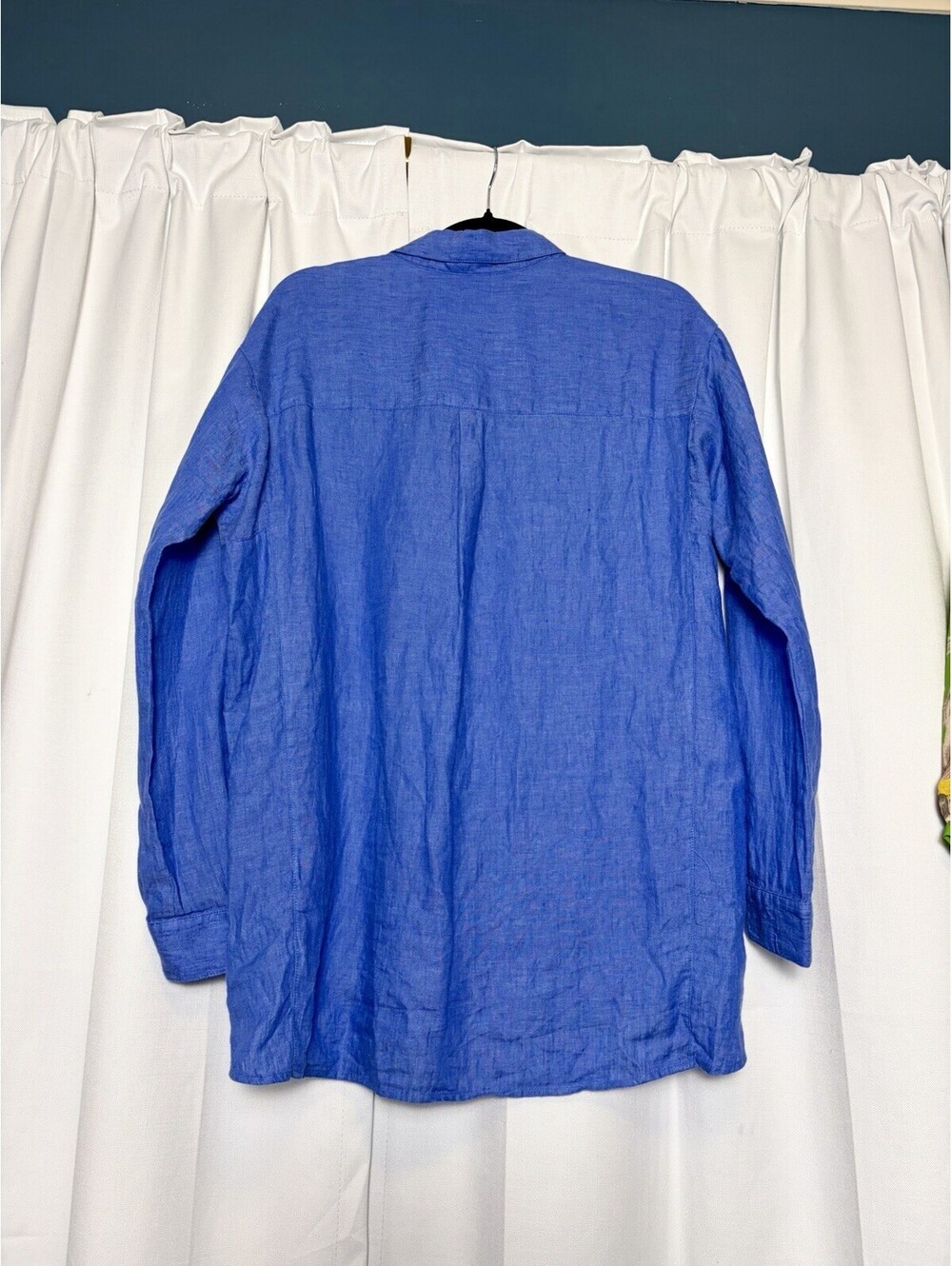 J. McLaughlin Fallon Popover Linen Blue Long Sleeve Button Down Size S $128 - Picture 7 of 8